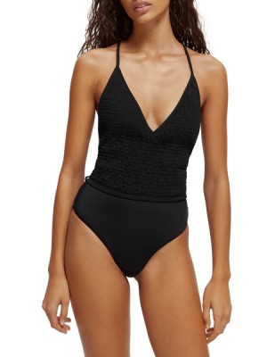 Bañador Scotch & Soda Smocked Mujer Negros | SN-SAS56885