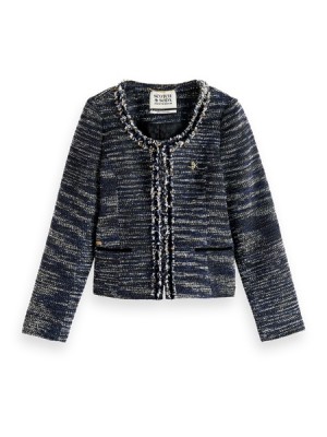 Blazers Scotch & Soda Tweed With Decorative Tapes Mujer Azul Marino | SN-SAS56819