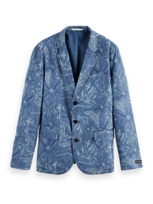 Blazers Scotch & Soda Unconstructed Allover Printed Tencel™ Hombre Azul Marino Azules | SN-SAS56547