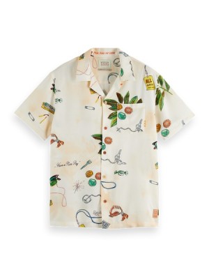 Camisas Scotch & Soda Aop Hawaii Hombre Beige | SN-SAS56527