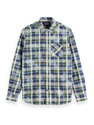 Camisas Scotch & Soda Denim Washed Checked Workwear Hombre Verdes | SN-SAS56523