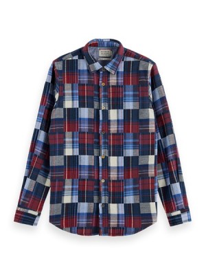 Camisas Scotch & Soda Flannel Check Hombre Azules | SN-SAS56505