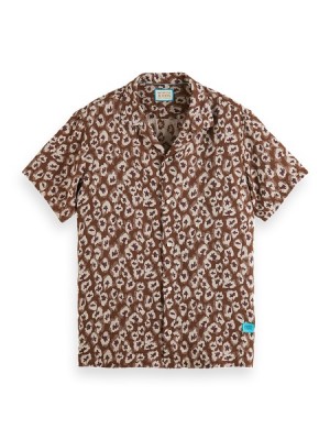 Camisas Scotch & Soda Hawaii Jacquard Hombre Grises Marrom | SN-SAS56503