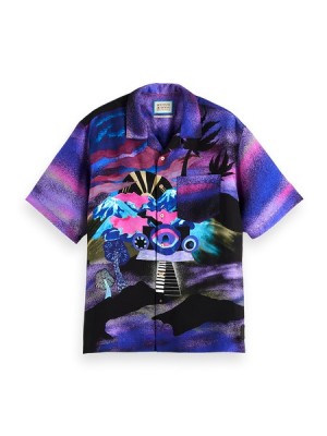 Camisas Scotch & Soda Placed Printed Tencel Hombre Multicolor | SN-SAS56511