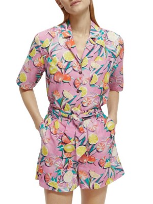Camisas Scotch & Soda Printed Camp Mujer Naranjas Morados | SN-SAS56767