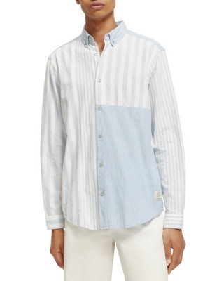 Camisas Scotch & Soda Relaxed Fit Ligeros Mixed Chambray Hombre Azules | SN-SAS56525
