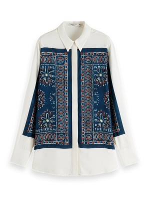 Camisas Scotch & Soda Relaxed Fit With Bandana Print Mujer Azules | SN-SAS56765