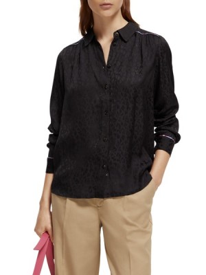 Camisas Scotch & Soda Slim Fit Piped Mujer Negros | SN-SAS56759