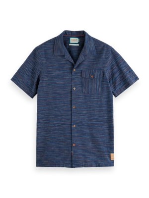 Camisas Scotch & Soda Spaced-out Horizontal Stripe Hombre Multicolor Azules | SN-SAS56501