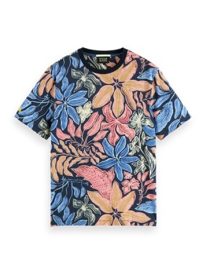 Camiseta Scotch & Soda Big Aop Hombre Azul Marino Multicolor | SN-SAS56477
