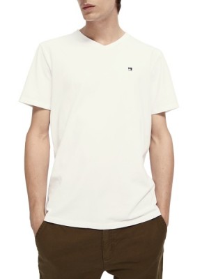 Camiseta Scotch & Soda Classic V-neck Hombre Blancos | SN-SAS56489