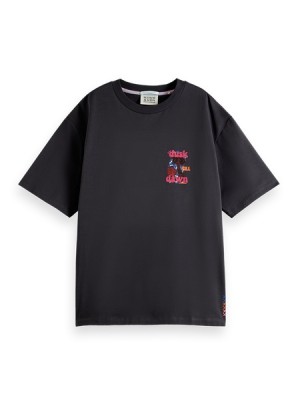 Camiseta Scotch & Soda Estampados Oversized Fit Mujer Grises | SN-SAS56747