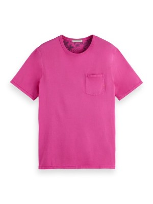 Camiseta Scotch & Soda Garment Dye Pocket Hombre Rosas | SN-SAS56448