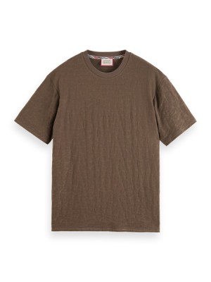 Camiseta Scotch & Soda Jacquard Hombre Grises Oscuro Marrom | SN-SAS56486