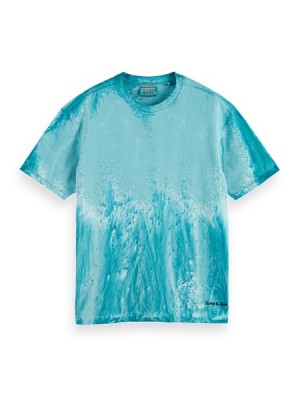 Camiseta Scotch & Soda Oil Dye Hombre Azules | SN-SAS56472