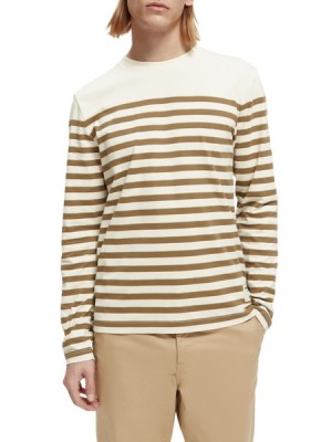 Camiseta Scotch & Soda Organic Long-sleeved Breton Stripe Hombre Multicolor | SN-SAS56444