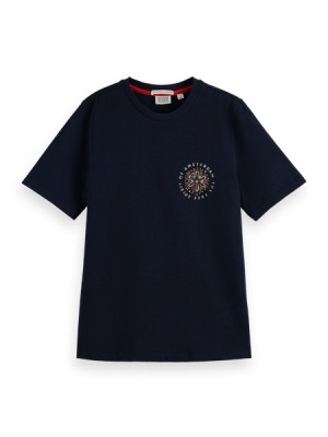 Camiseta Scotch & Soda Placement Print Relaxed Mujer Azul Marino | SN-SAS56746