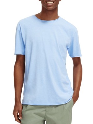 Camiseta Scotch & Soda Relaxed Fit Raw Edge Hombre Azules | SN-SAS56476