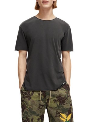 Camiseta Scotch & Soda Relaxed Fit Raw Edge Hombre Negros | SN-SAS56483