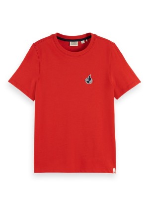 Camiseta Scotch & Soda The Free Spirit Peace Bird Regular Fit Mujer Rojos | SN-SAS56753