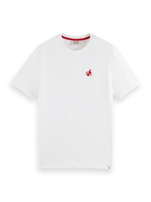 Camiseta Scotch & Soda The Free Spirit Peace Bird Organic Algodon Hombre Blancos | SN-SAS56493