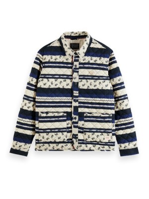Chamarras Scotch & Soda Acolchado Allover Printed Hombre Azules | SN-SAS56612