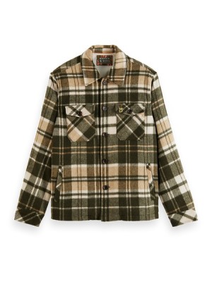 Chamarras Scotch & Soda Brushed Lana-blend Checked Hombre Verdes | SN-SAS56605