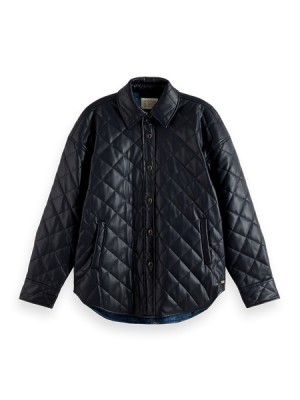 Chamarras Scotch & Soda Faux Cuero Acolchado Mujer Azul Marino | SN-SAS56863
