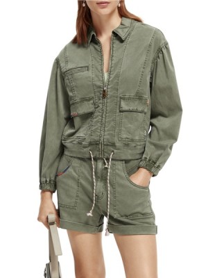Chamarras Scotch & Soda Garment-dyed Utility Mujer Verde Oliva Verdes | SN-SAS56857