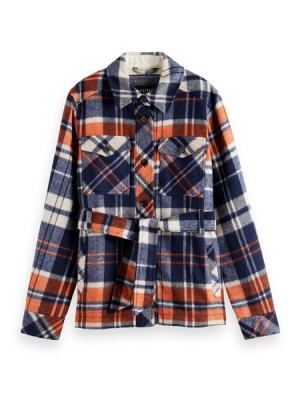 Chamarras Scotch & Soda Lana Blend Checked Mujer Multicolor | SN-SAS56861