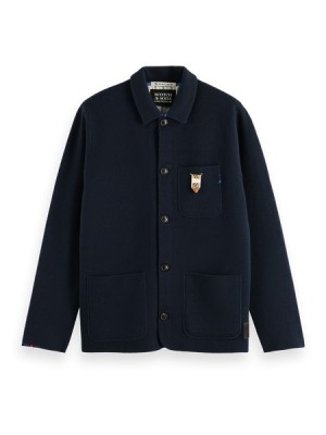 Chamarras Scotch & Soda Lana-blend De Punto Worker Hombre Azul Marino | SN-SAS56419