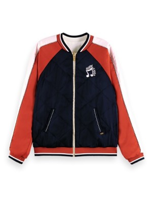 Chamarras Scotch & Soda Reversible Embroidered Bomber Mujer Beige | SN-SAS56867