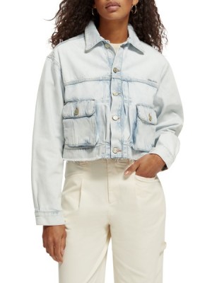 Chamarras Scotch & Soda Utility Trucker Mujer Blancos | SN-SAS56872