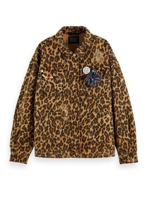 Chamarras Scotch & Soda Washed Twill Boyfriend Fit Workwear Mujer Leopardo | SN-SAS56864