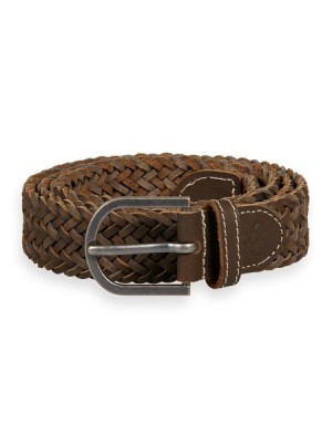 Cinturones Scotch & Soda Braided Cuero & Gamuza Hombre Grises Oscuro Marrom | SN-SAS56696
