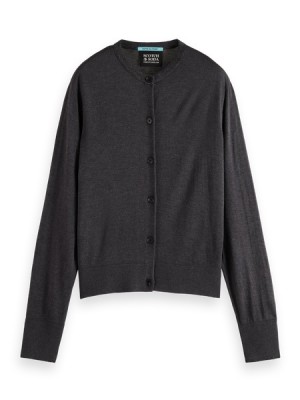 Cárdigan Scotch & Soda Jacquard Trim Crew Neck Mujer Grises | SN-SAS56711