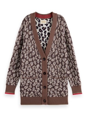 Cárdigan Scotch & Soda Reversible Animal Jacquard Mujer Grises Marrom | SN-SAS56718