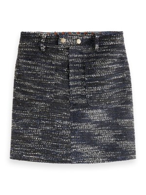Falda Scotch & Soda Tweed Mini Mujer Azul Marino | SN-SAS56796
