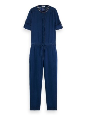 Mono Scotch & Soda Indigo Tencel Denim Washed All In One With Beading Details Mujer Azules | SN-SAS56816