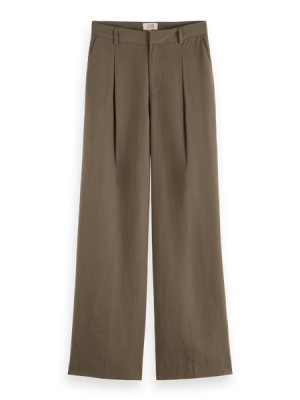 Pantalon Scotch & Soda Drapey Mid-rise Anchos Leg Mujer Grises Oscuro Marrom | SN-SAS56845
