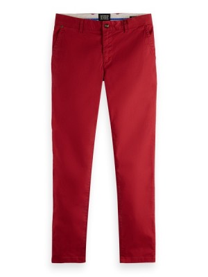 Pantalon Scotch & Soda Essentials - Mott Super Slim-fit Stretch Twill Hombre Rojos Oscuro | SN-SAS56588