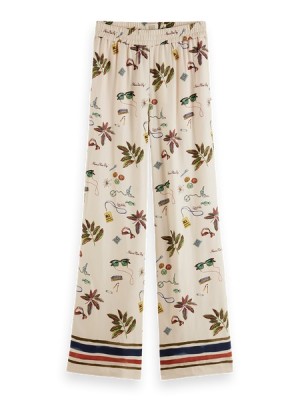 Pantalon Scotch & Soda Gia Printed Anchos Leg Mujer Beige | SN-SAS56851