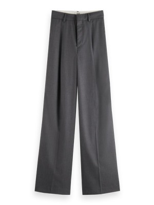 Pantalon Scotch & Soda Rose Plisado High-rise Anchos Leg Mujer Grises | SN-SAS56856
