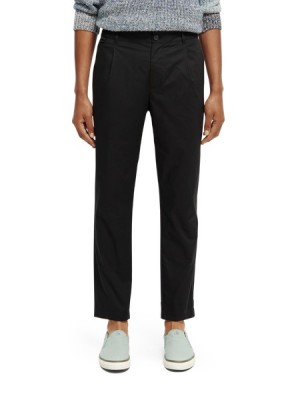 Pantalon Scotch & Soda The Blake Regular Slim Fit Plisado Poplin Hombre Negros | SN-SAS56554