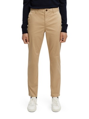 Pantalon Scotch & Soda The Stuart Regular Slim Fit Organic Algodon Hombre Marrom | SN-SAS56563