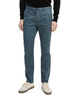 Pantalon Scotch & Soda The Stuart Regular Slim Fit Organic Algodon Hombre Grises | SN-SAS56576
