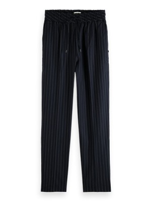 Pantalones Jogger Scotch & Soda Maia Pinstripe Mujer Azul Marino | SN-SAS56855