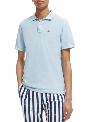 Polo Scotch & Soda Garment-dyed Pique Organic Algodon Hombre Azules | SN-SAS56447
