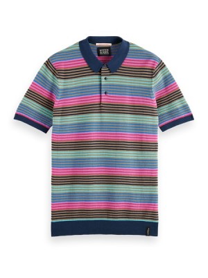 Polo Scotch & Soda Structure De Punto Hombre Grises Azules | SN-SAS56490