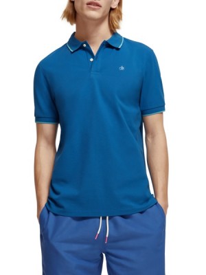 Polo Scotch & Soda Tipped Organic Algodon Hombre Azules | SN-SAS56478